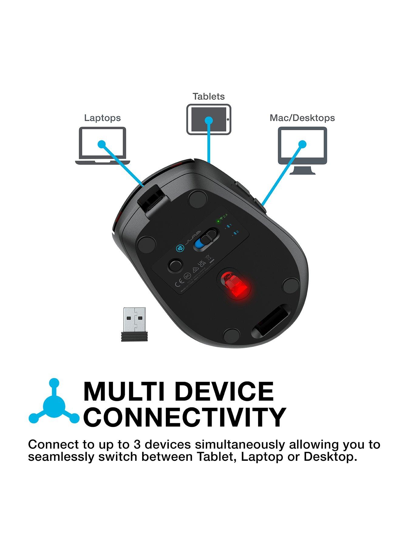 JLab Epic Multi-Device Full-Size Wireless Mouse, Black