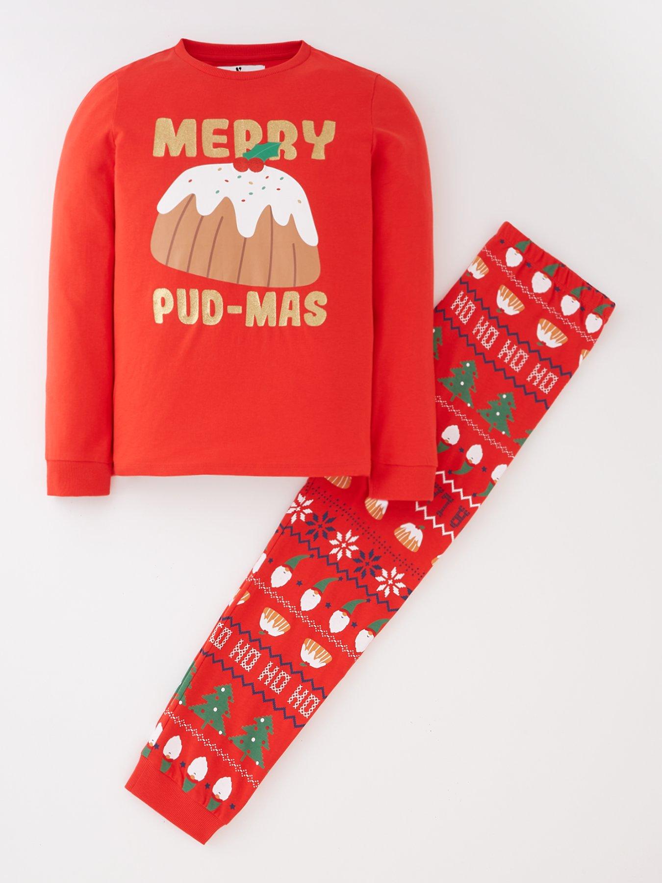 Mini V by Very Kids Family Pudding Mini Me Christmas Pyjamas - Red