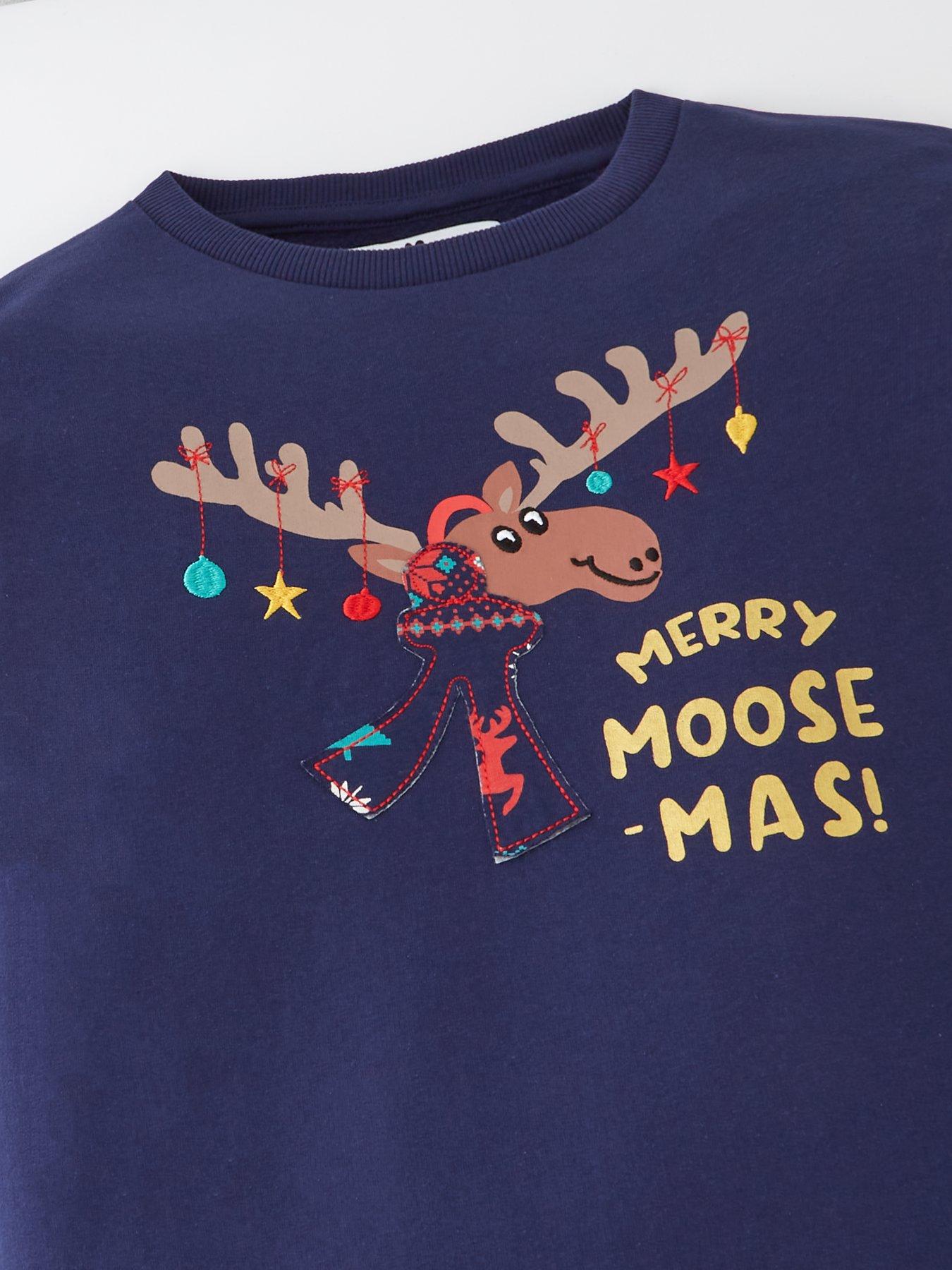 Kids Family Moose Fairisle Mini Me Christmas Pyjamas - Navy