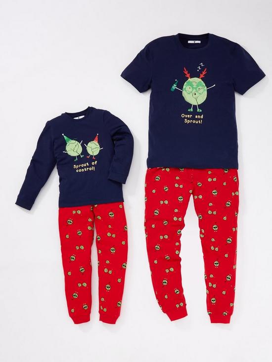 front image of mini-v-by-very-kids-family-sprout-mini-me-christmas-pyjamas-multi