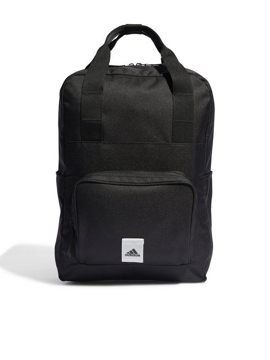 front image of adidas-prime-backpack-blackwhite