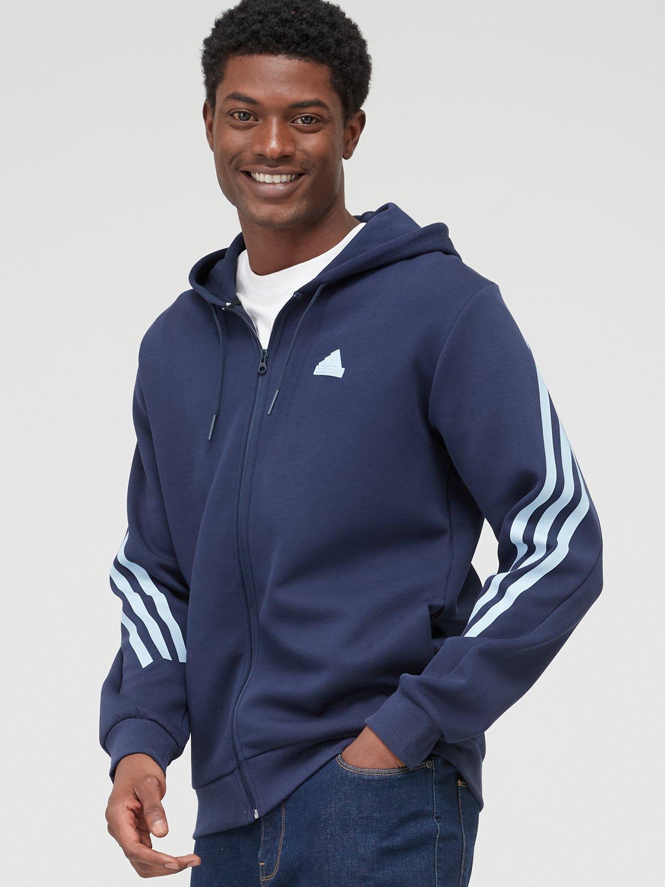 Adidas 3 stripe clearance full zip hoody mens