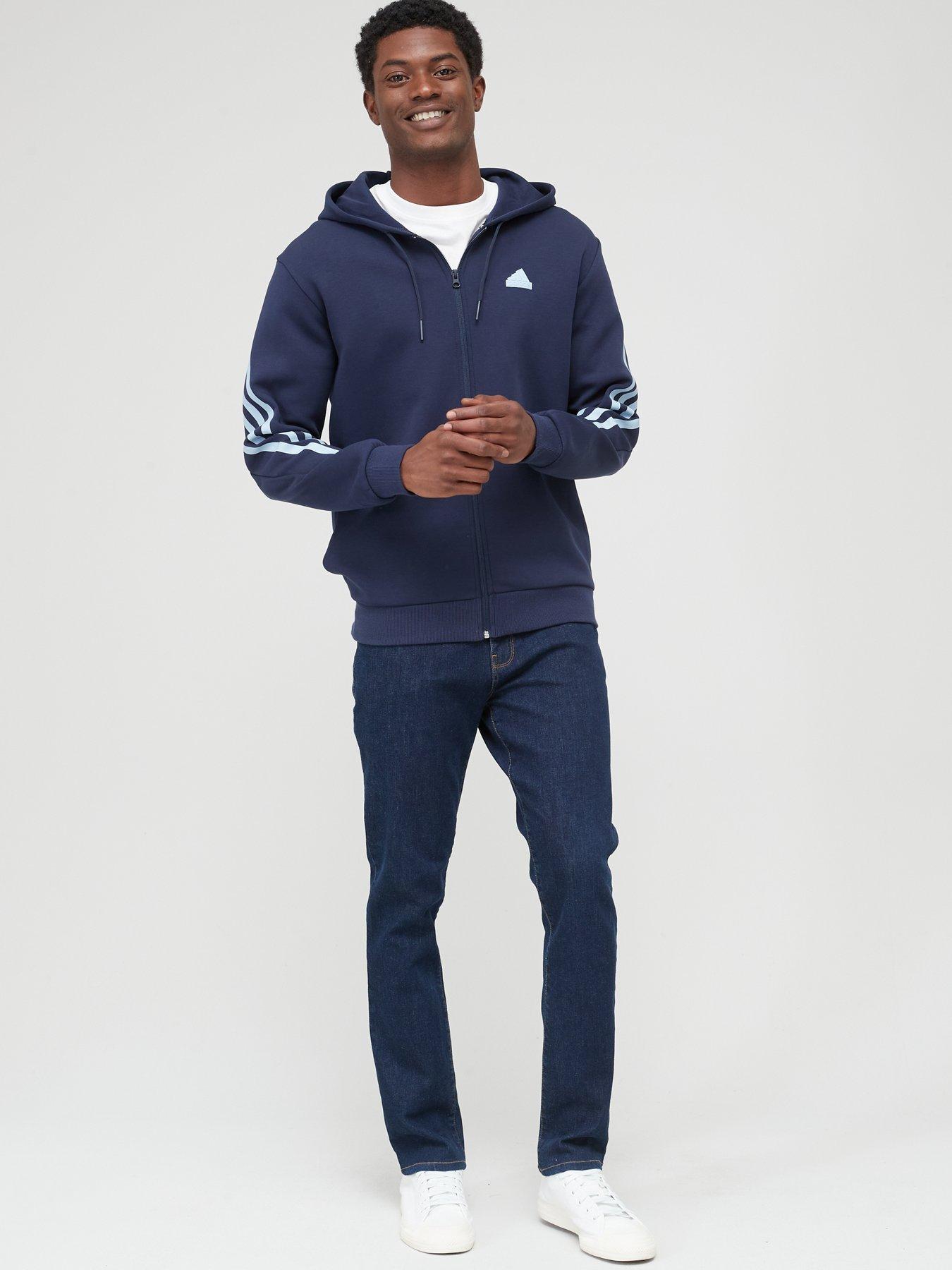 Adidas originals trefoil top stripe full zip hoodie