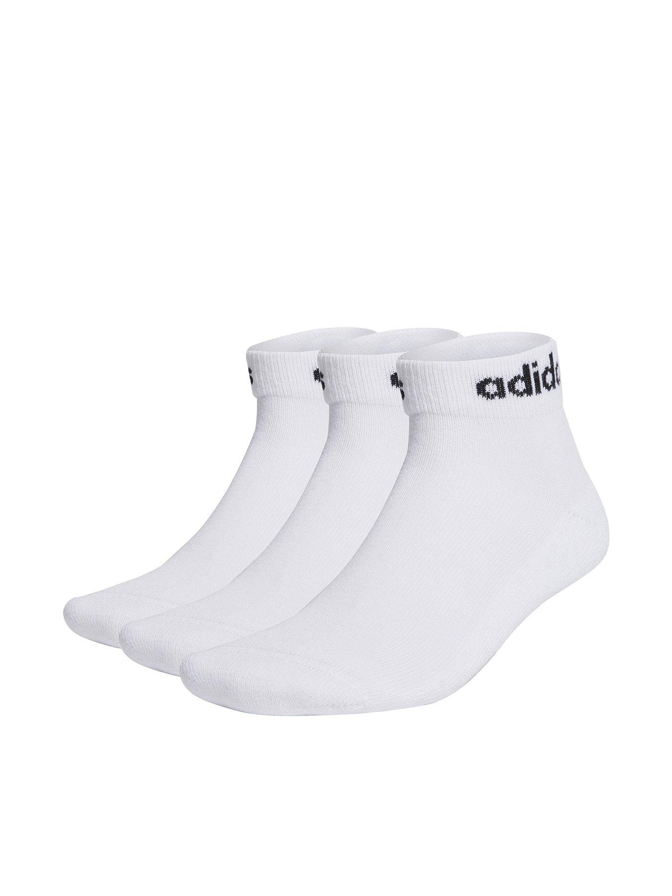 undefined Unisex 3 Pack Cushioned Linear Ankle Socks - White