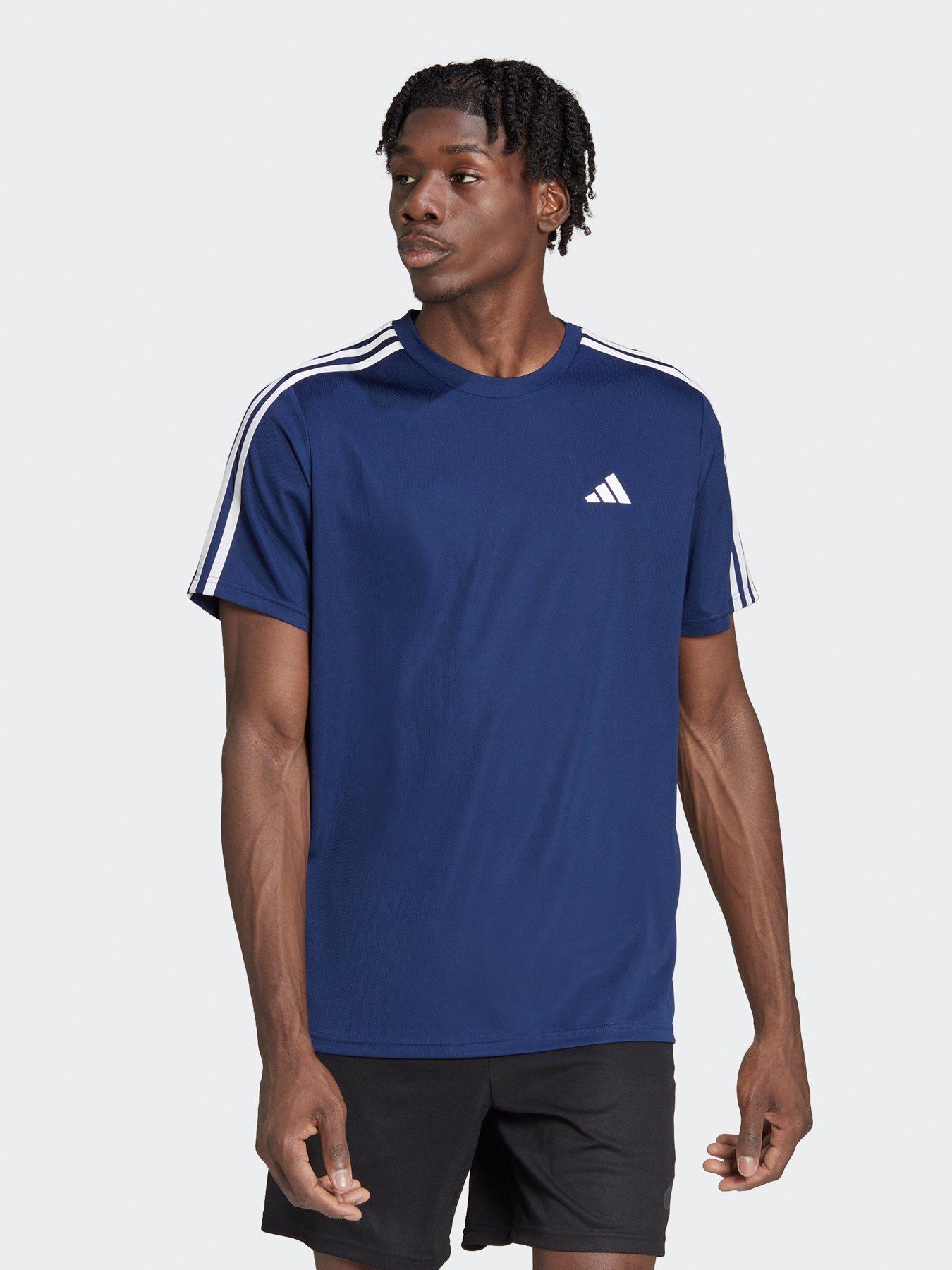 adidas Men s Plus Size Training Essential 3Stripe T Shirt BLUE