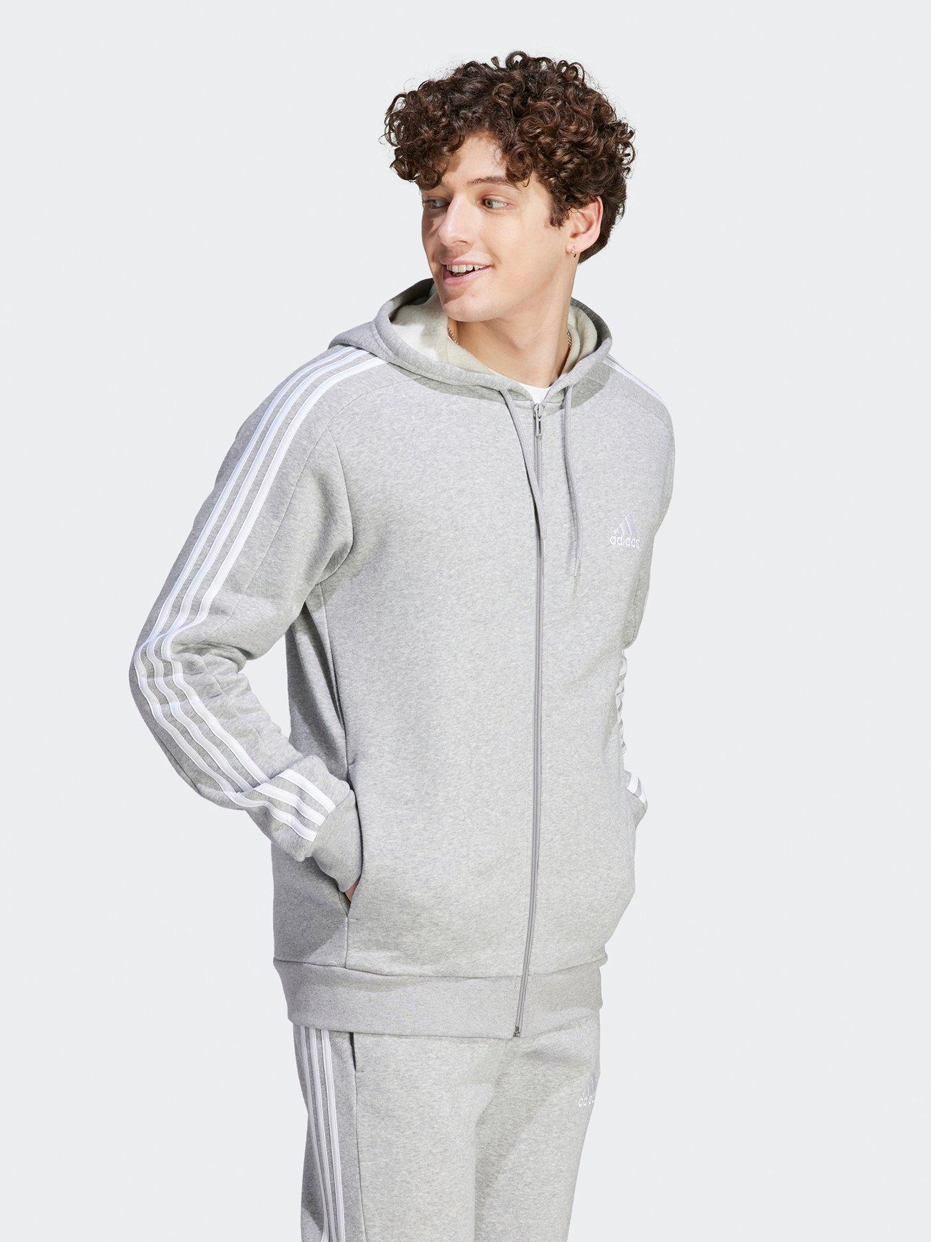 Adidas grey shop hoodie 3 stripe