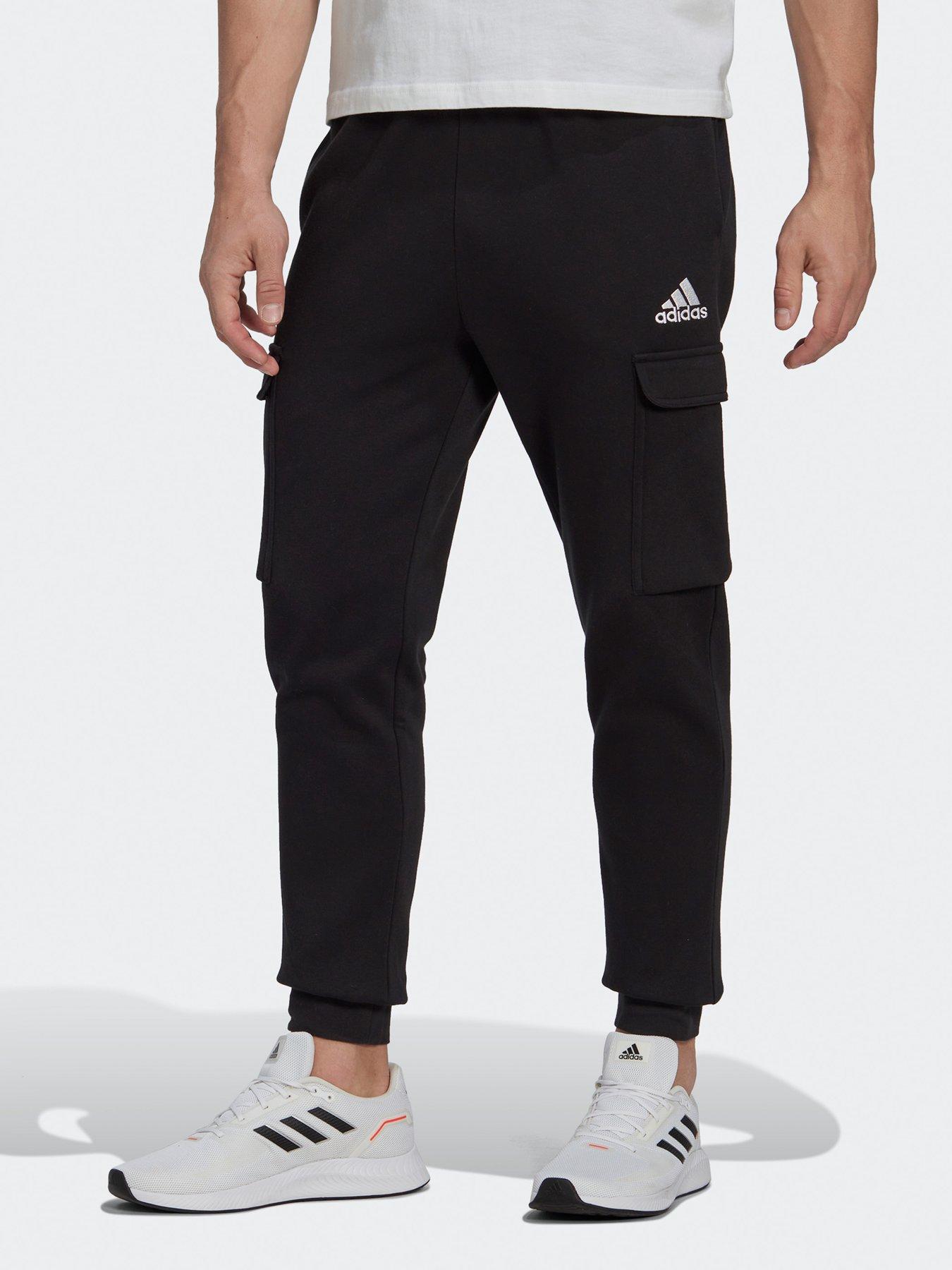 adidas Sportswear Essentials 3-stripes Open Hem Fleece Joggers -  Black/White