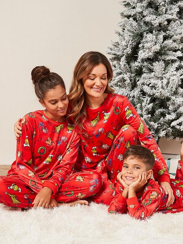 The Grinch Unisex Kids Grinch Fleece Mini Me Christmas Pyjamas - Red