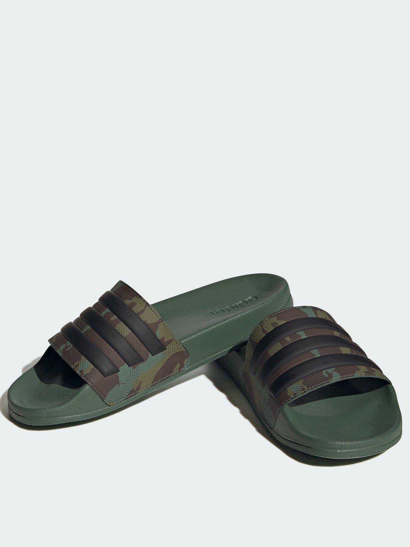 Adidas best sale green sliders