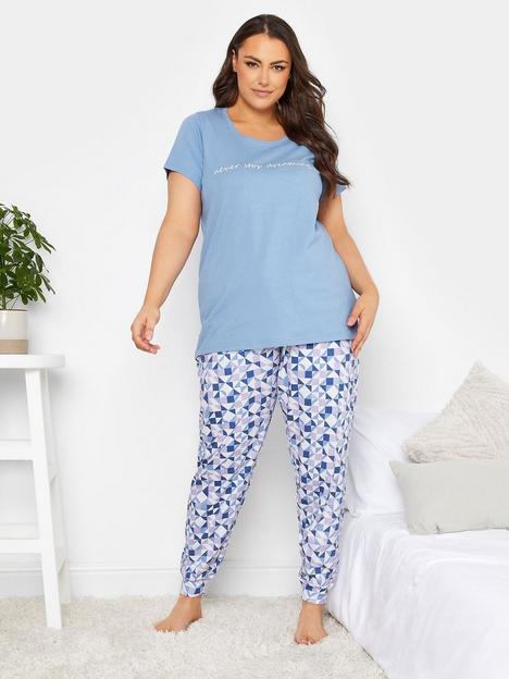 yours-never-stop-short-sleeve-cuffed-pyjama-set-blue