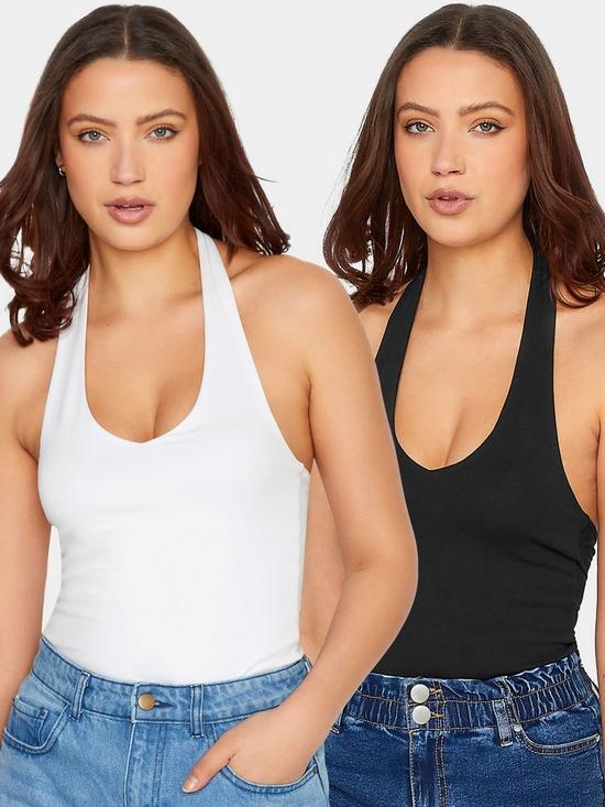 front image of long-tall-sally-sally-2pk-halter-neck-top-black-white
