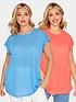  image of yours-linen-look-t-shirt-2-pack-turquoisehot-pink