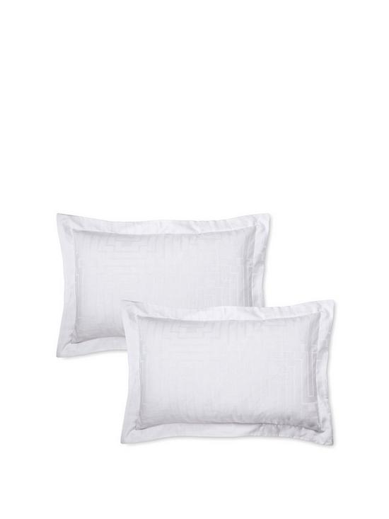 front image of bianca-satin-geo-jacquard-oxford-pillowcase-pair-white
