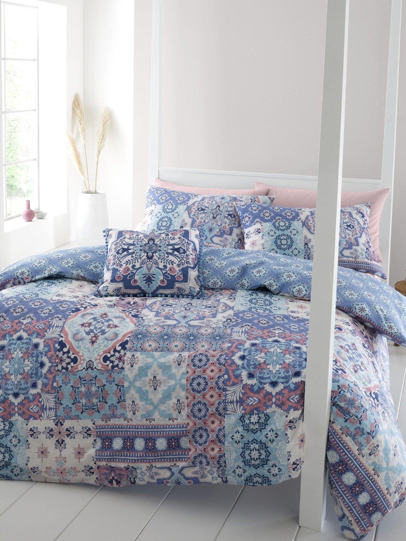 Catherine Lansfield Boho Patchwork Duvet Cover Set - Blue