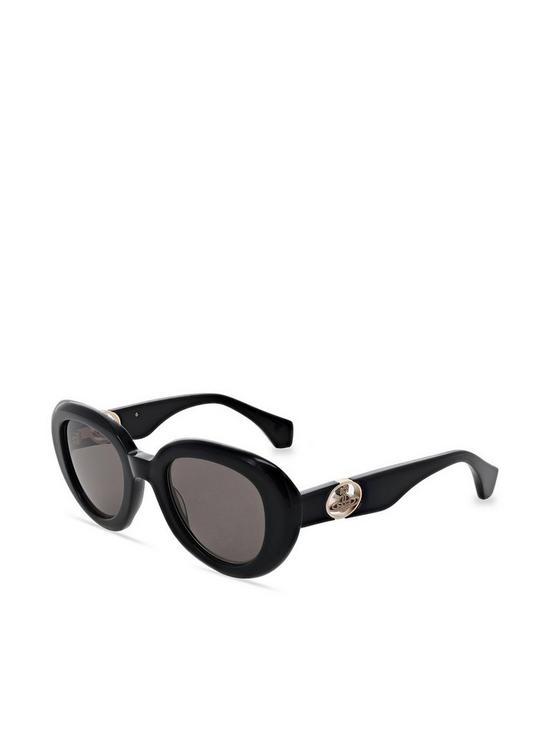 front image of vivienne-westwood-round-sunglasses-black