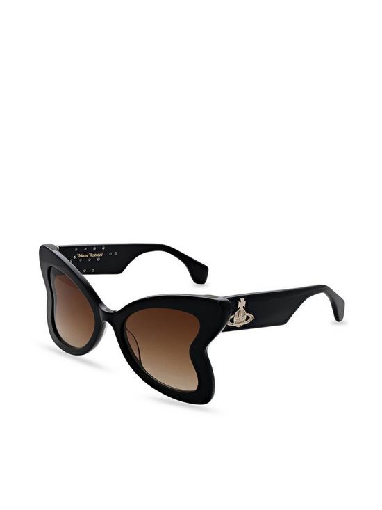 front image of vivienne-westwood-butterfly-sunglasses-black