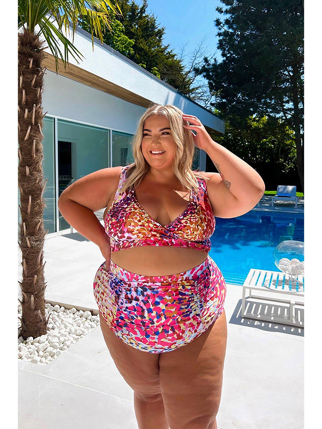 In The Style Curve Jess Millichamp Abstract Print High Waisted Bikini Bottoms Curve littlewoods
