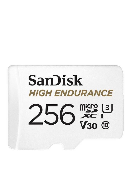 stillFront image of sandisk-high-endurance-microsd-256gb-sd-adapter-for-dash-cams-amp-home-monitoring
