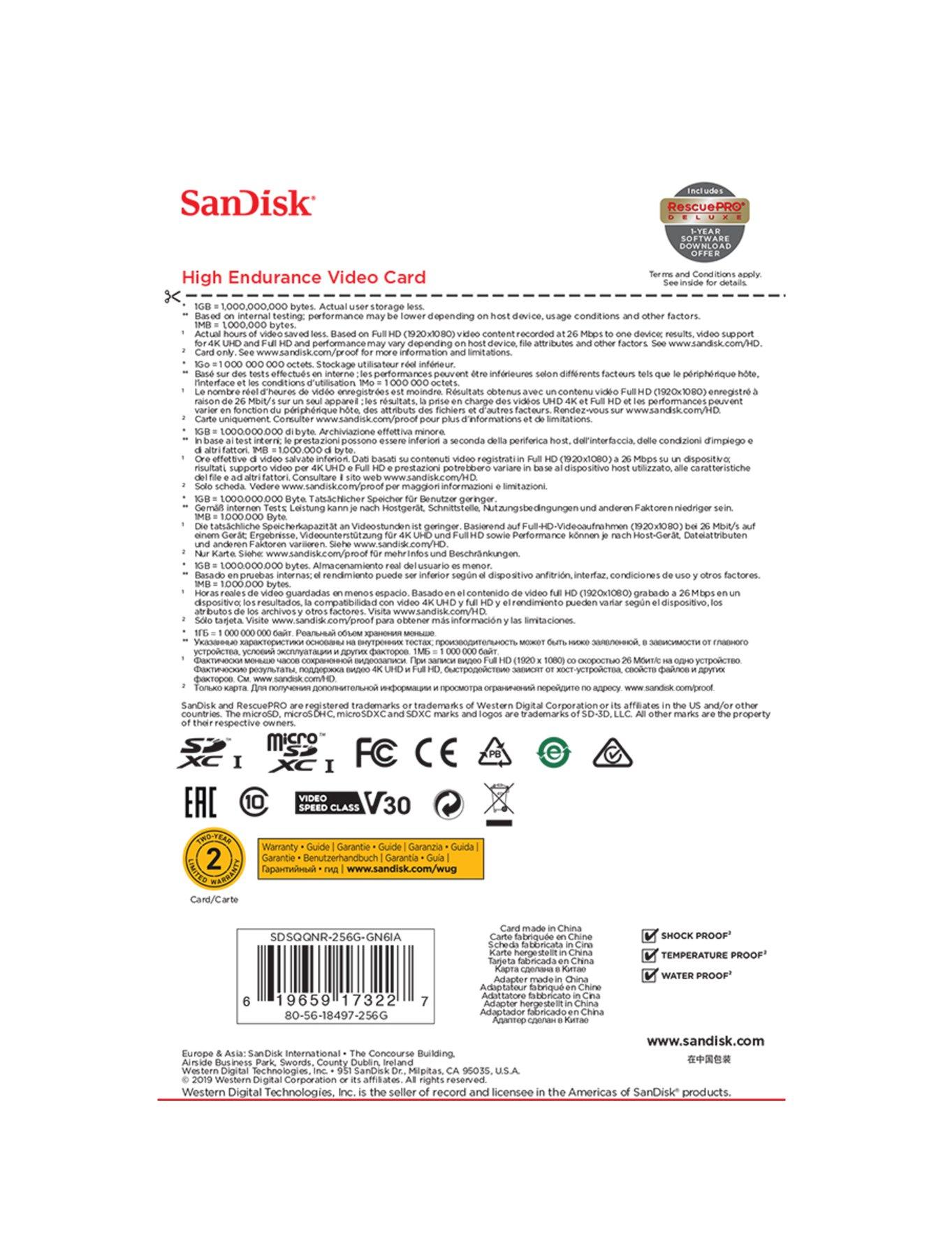  image of sandisk-high-endurance-microsd-256gb-sd-adapter-for-dash-cams-amp-home-monitoring