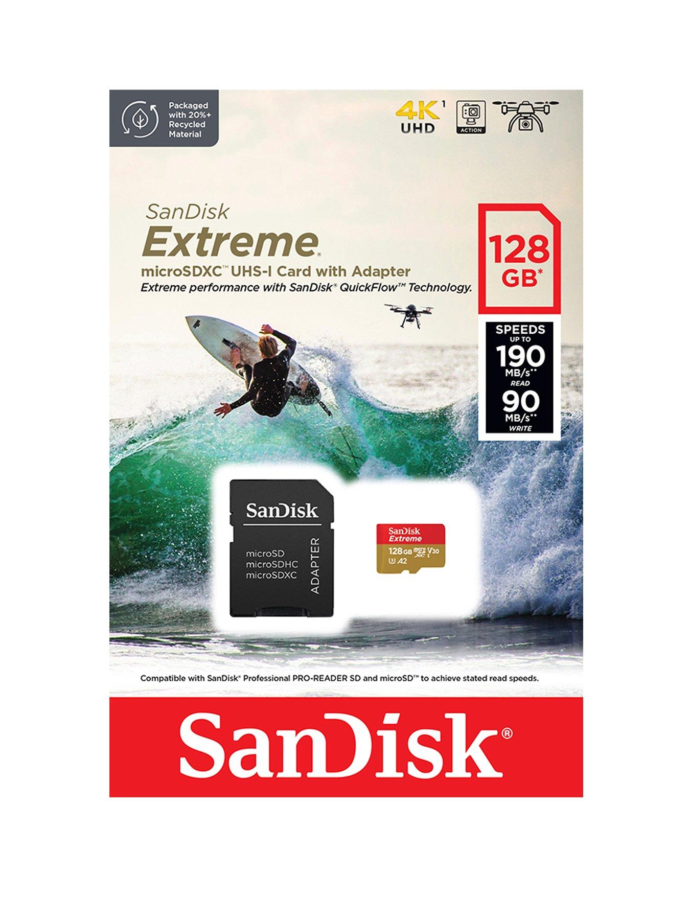 SanDisk Extreme microSD 128GB for Action Cams and Drones + SD Adapter