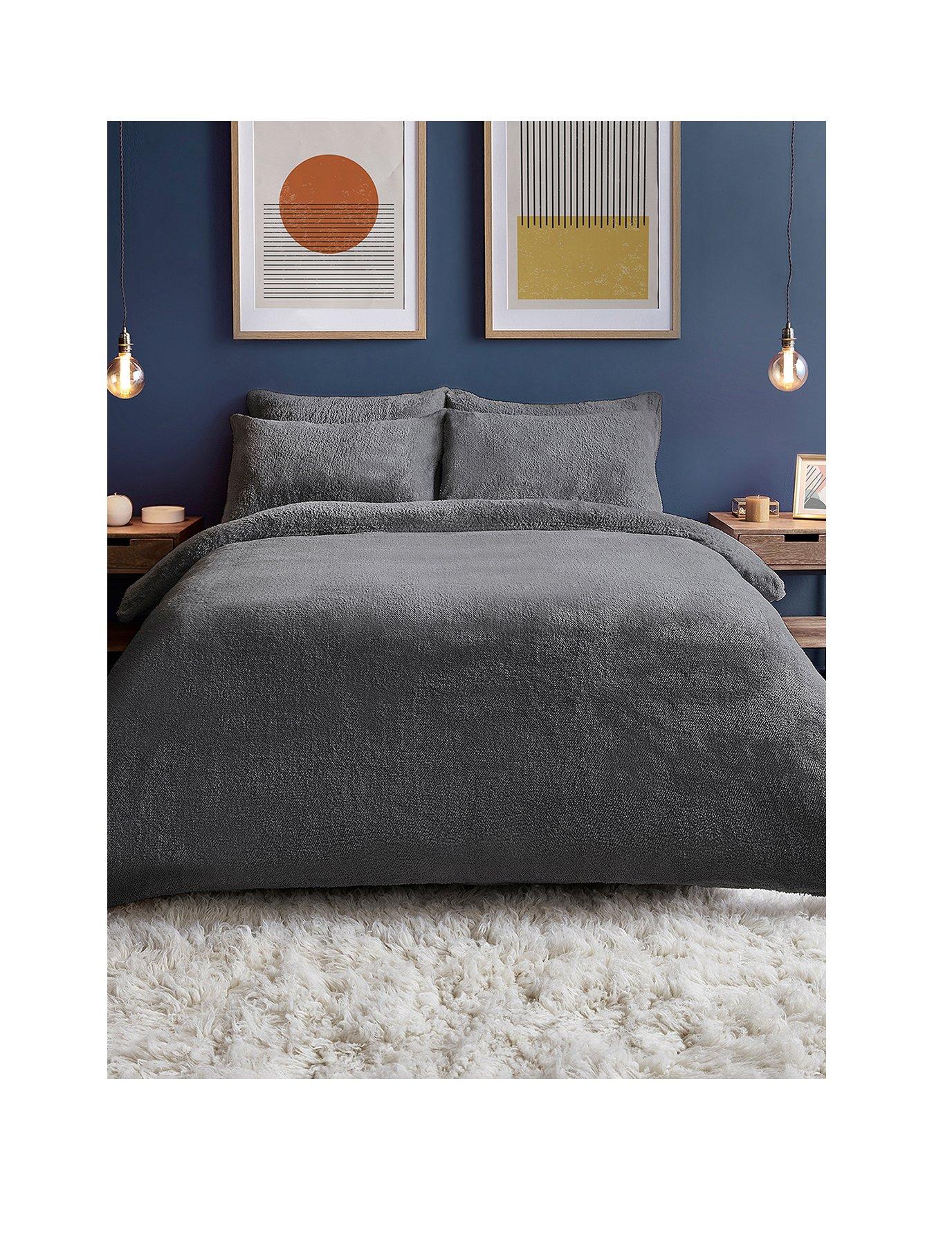 Silentnight Teddy Fleece Duvet Cover Set Charcoal littlewoods