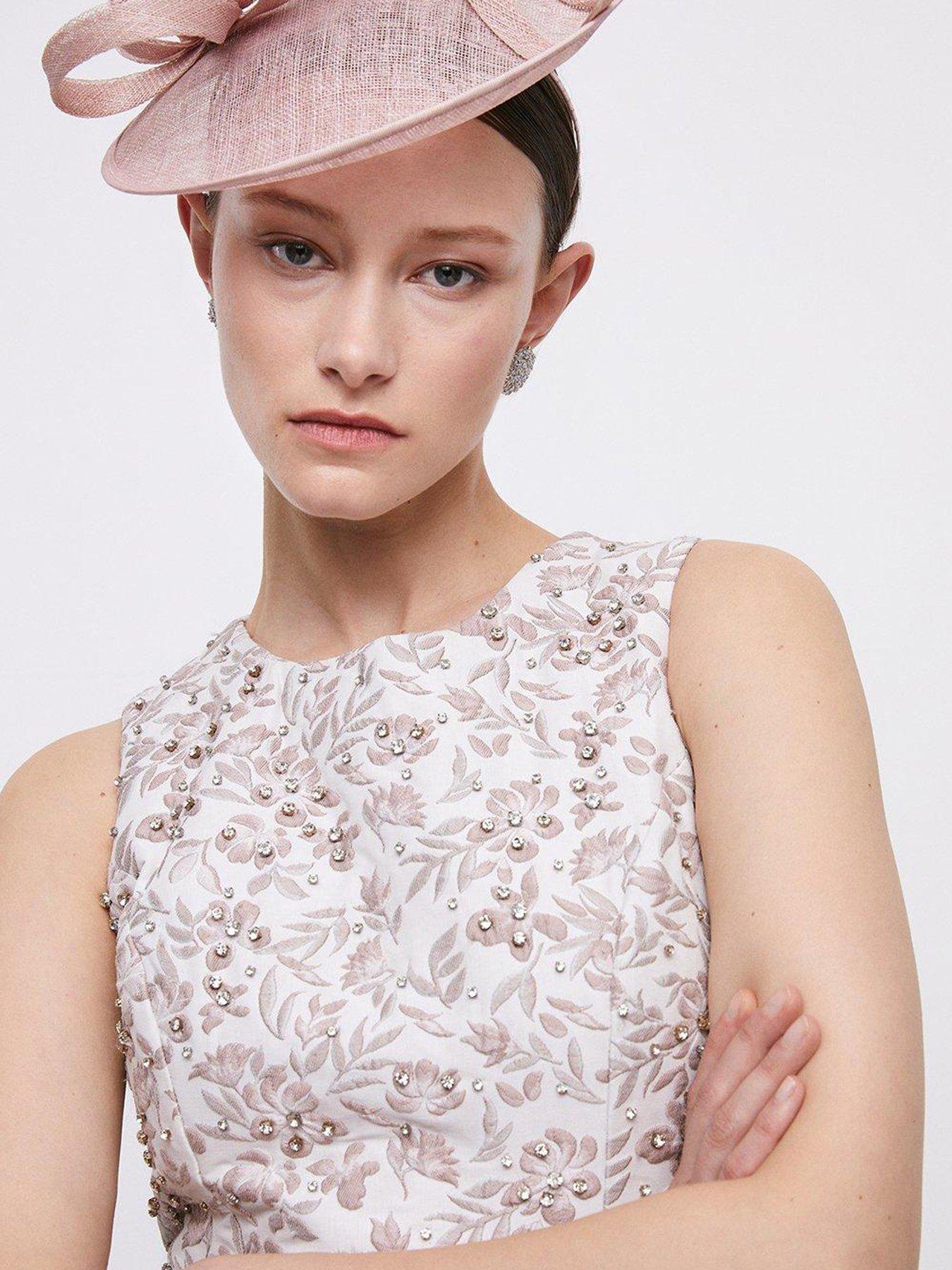  image of coast-jacquard-embellished-midi-shift-dress-ivory