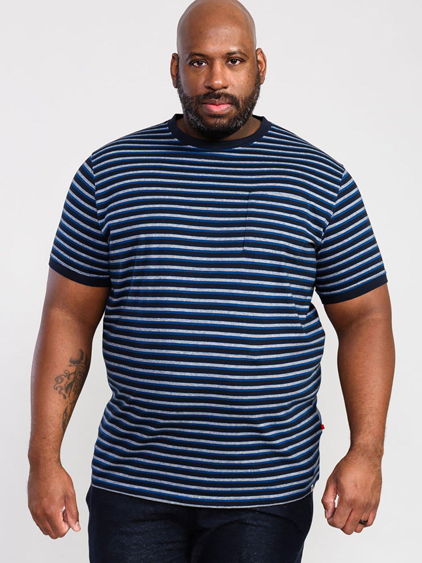  image of d555-beamont-jacquard-stripe-t-shirt-navy