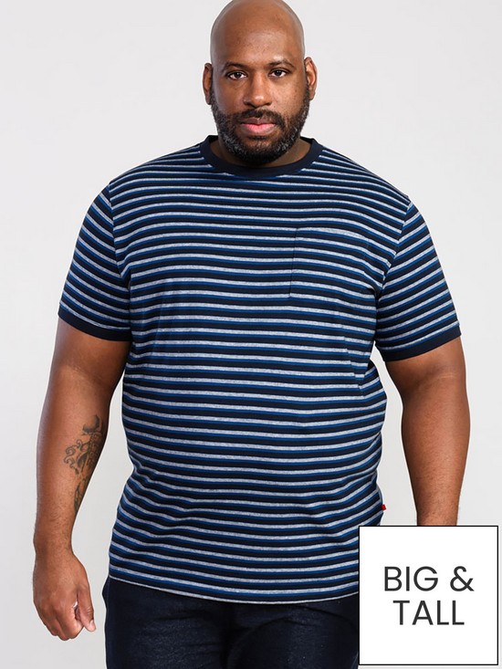 front image of d555-beamont-jacquard-stripe-t-shirt-navy