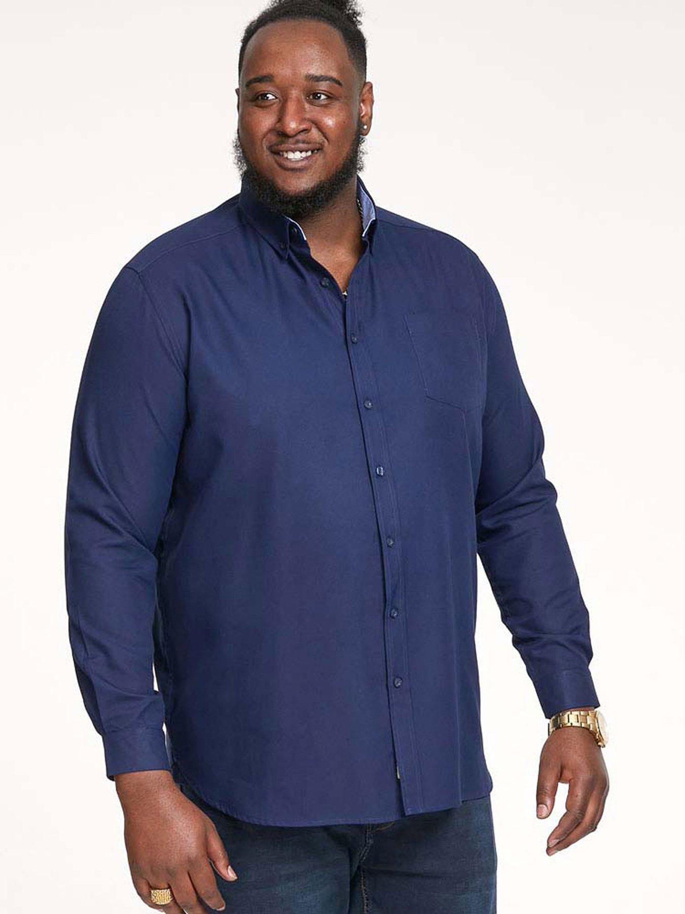  image of d555-richard-basic-oxford-long-sleeve-shirt--navy