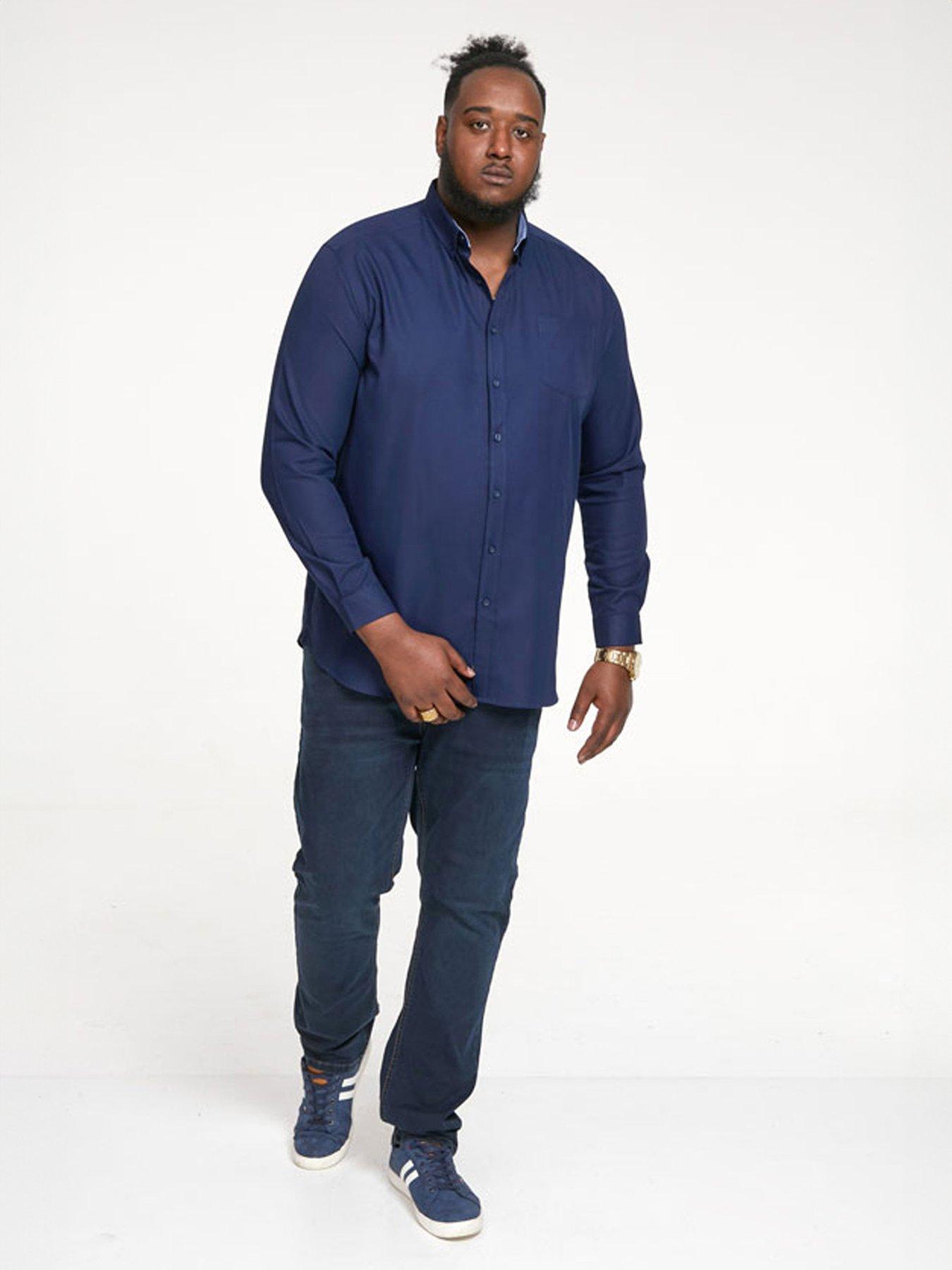  image of d555-richard-basic-oxford-long-sleeve-shirt--navy