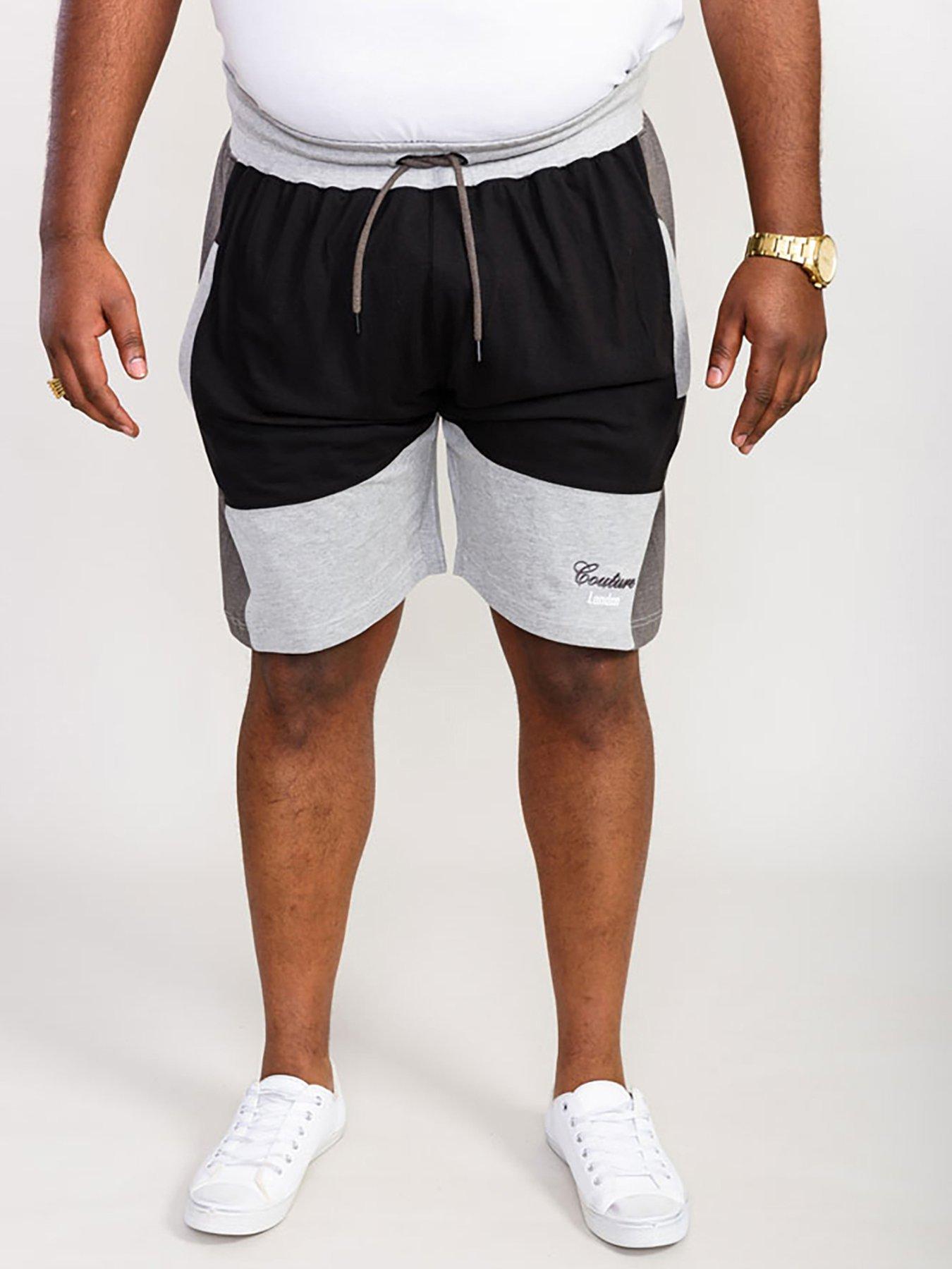 d555-kirton-couture-elasticated-waistband-cut-and-sew-shorts-black
