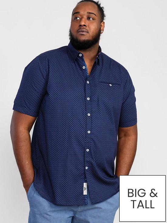 front image of d555-telfor-micro-print-button-down-collar-shirt