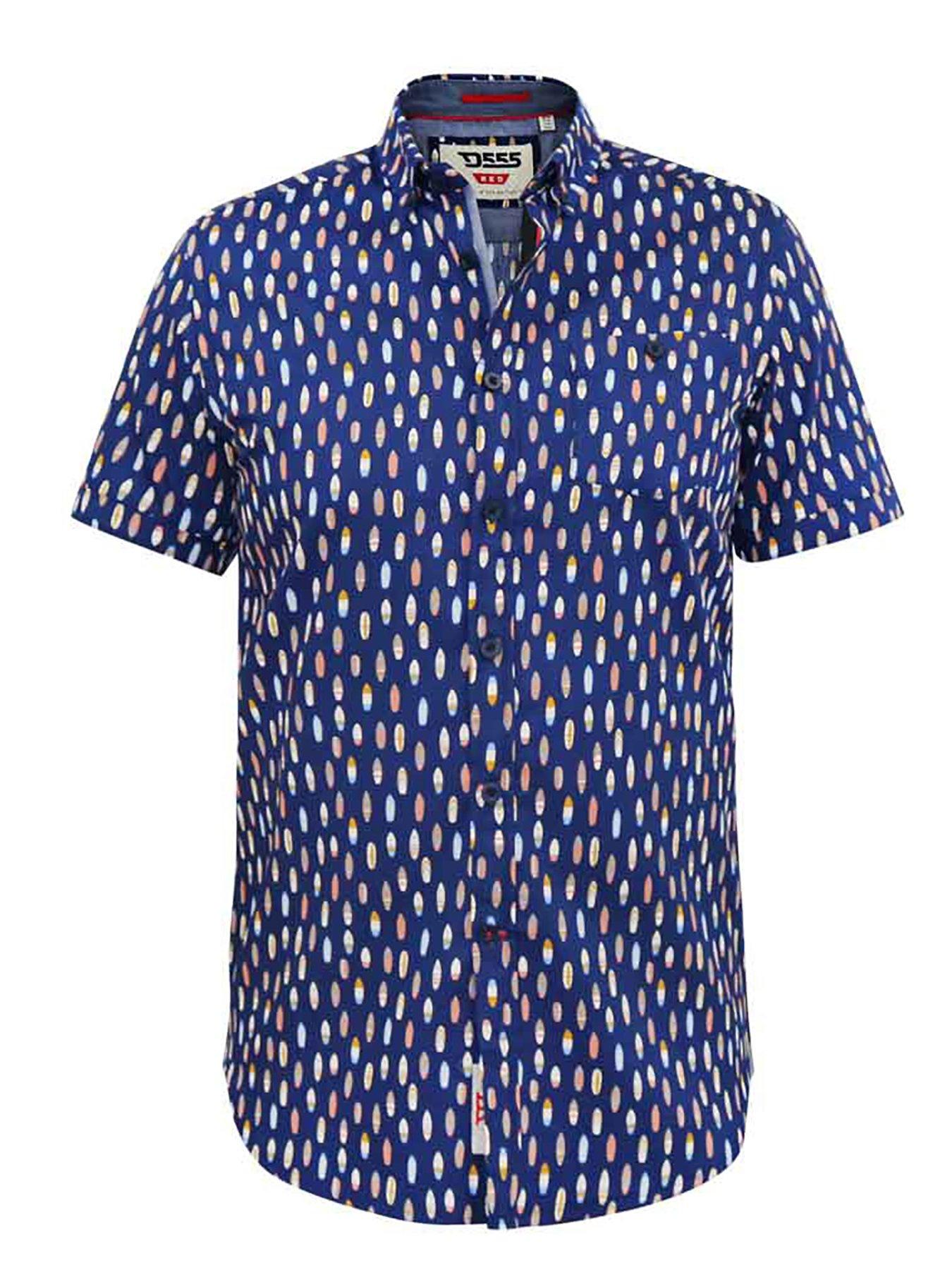 Image 3 of 4 of D555 D555 Hackford Surfboard Print Button Down Collar Shirt - Navy