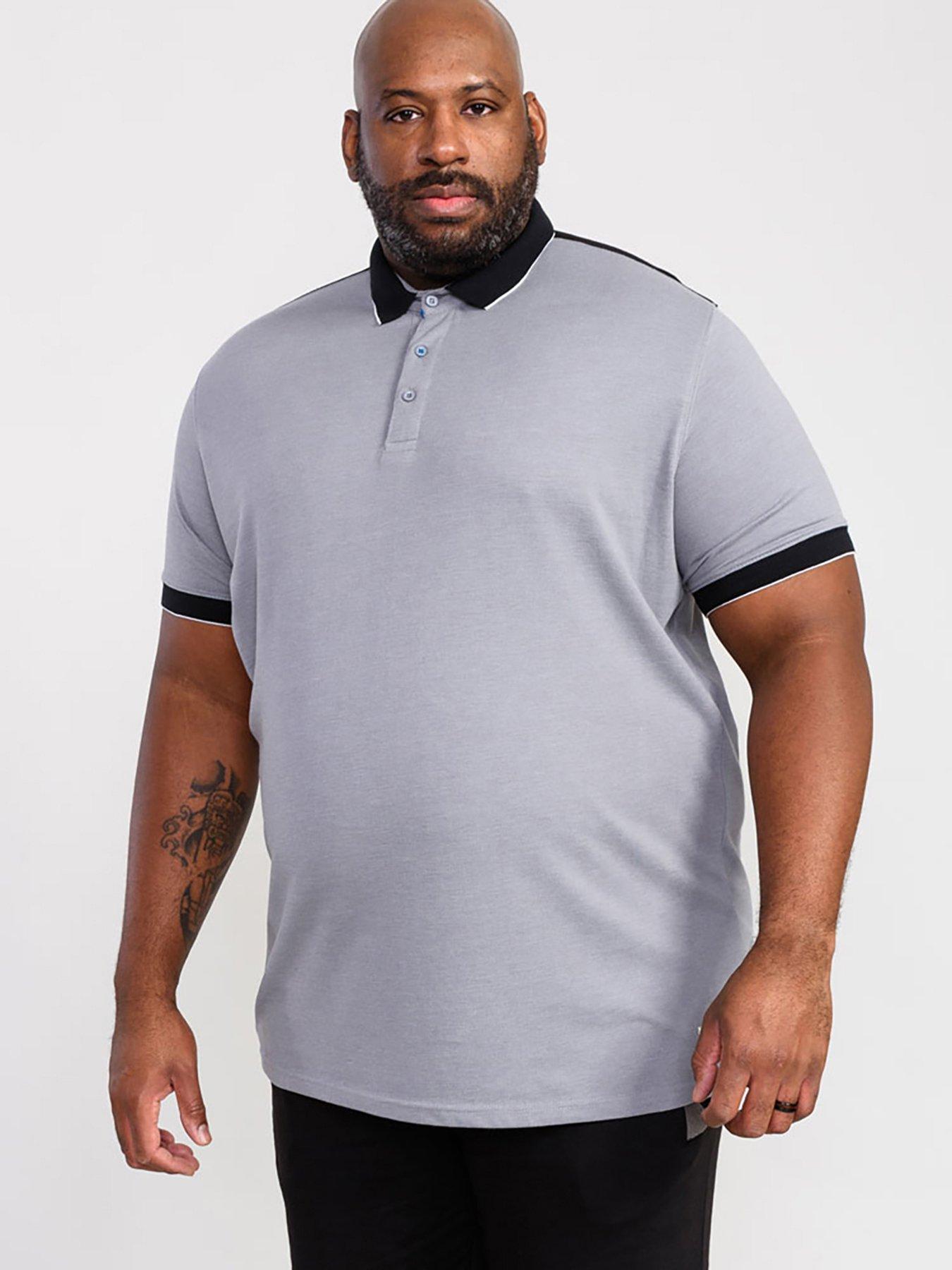 undefined Prinstead with Ribbed Collar and Cuff Pique Polo Shirt - Grey