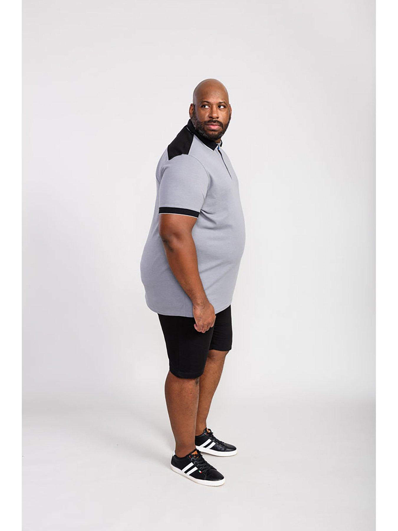 Image 2 of 5 of D555 Prinstead with Ribbed Collar and Cuff Pique Polo Shirt - Grey