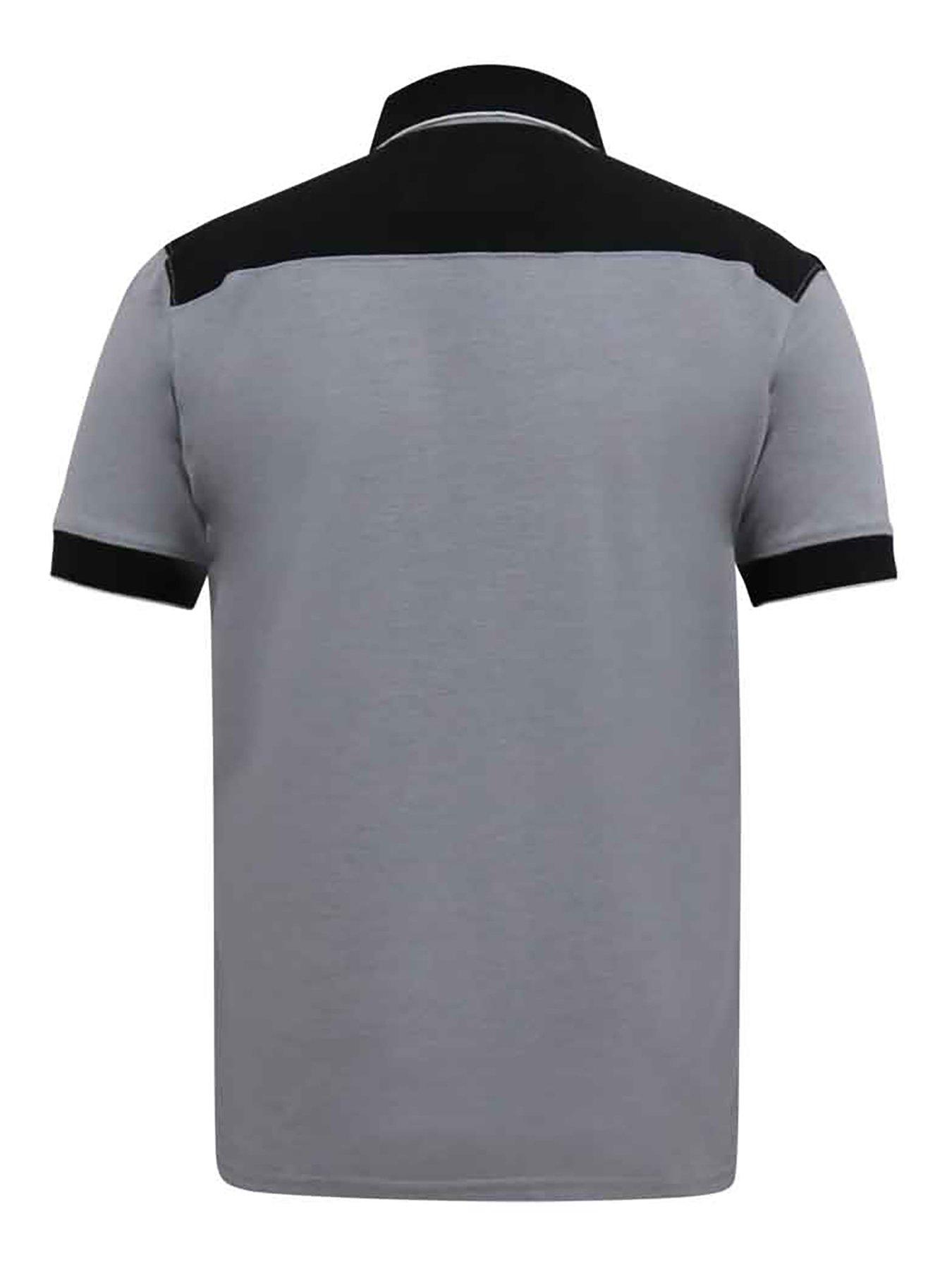 Image 5 of 5 of D555 Prinstead with Ribbed Collar and Cuff Pique Polo Shirt - Grey