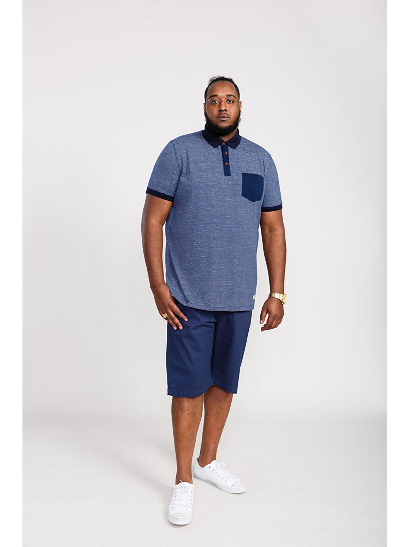 Image 3 of 5 of D555 Oxley Fine Stripe Jersey Patch Pocket Polo Shirt - Navy