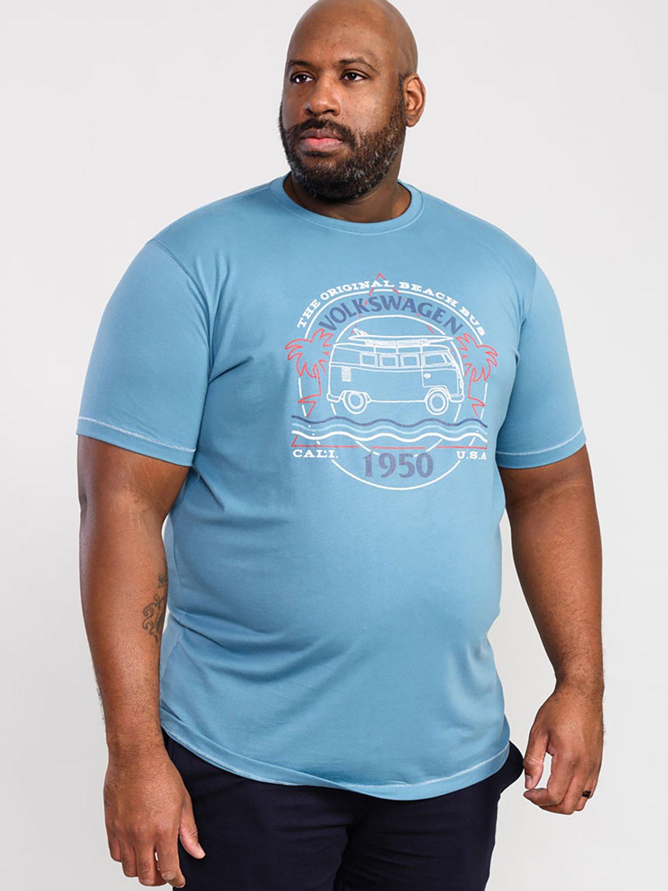 D555 Woodhall Official VW Camper Van Printed T-Shirt - Blue