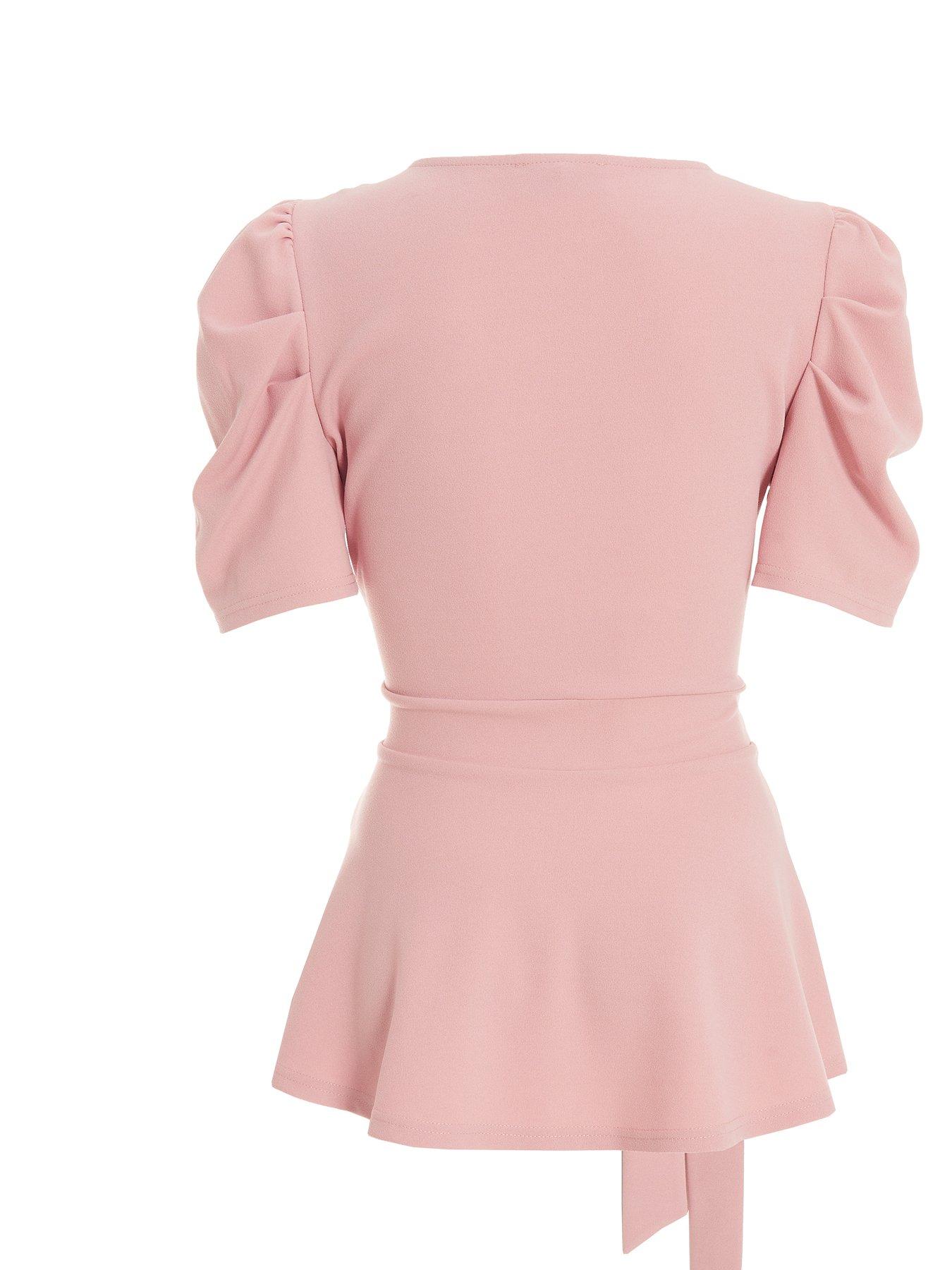  image of quiz-puff-sleeve-peplum-top-light-pink