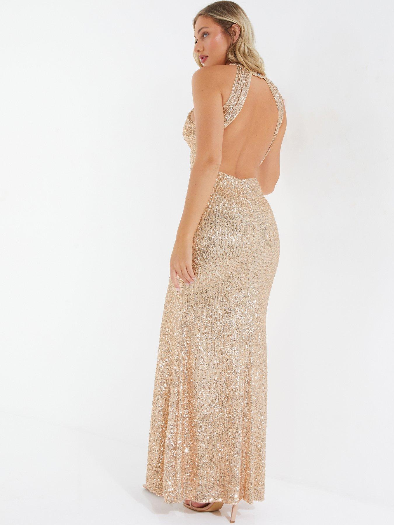  image of quiz-sequin-halter-neck-fishtail-maxi-dress-silver