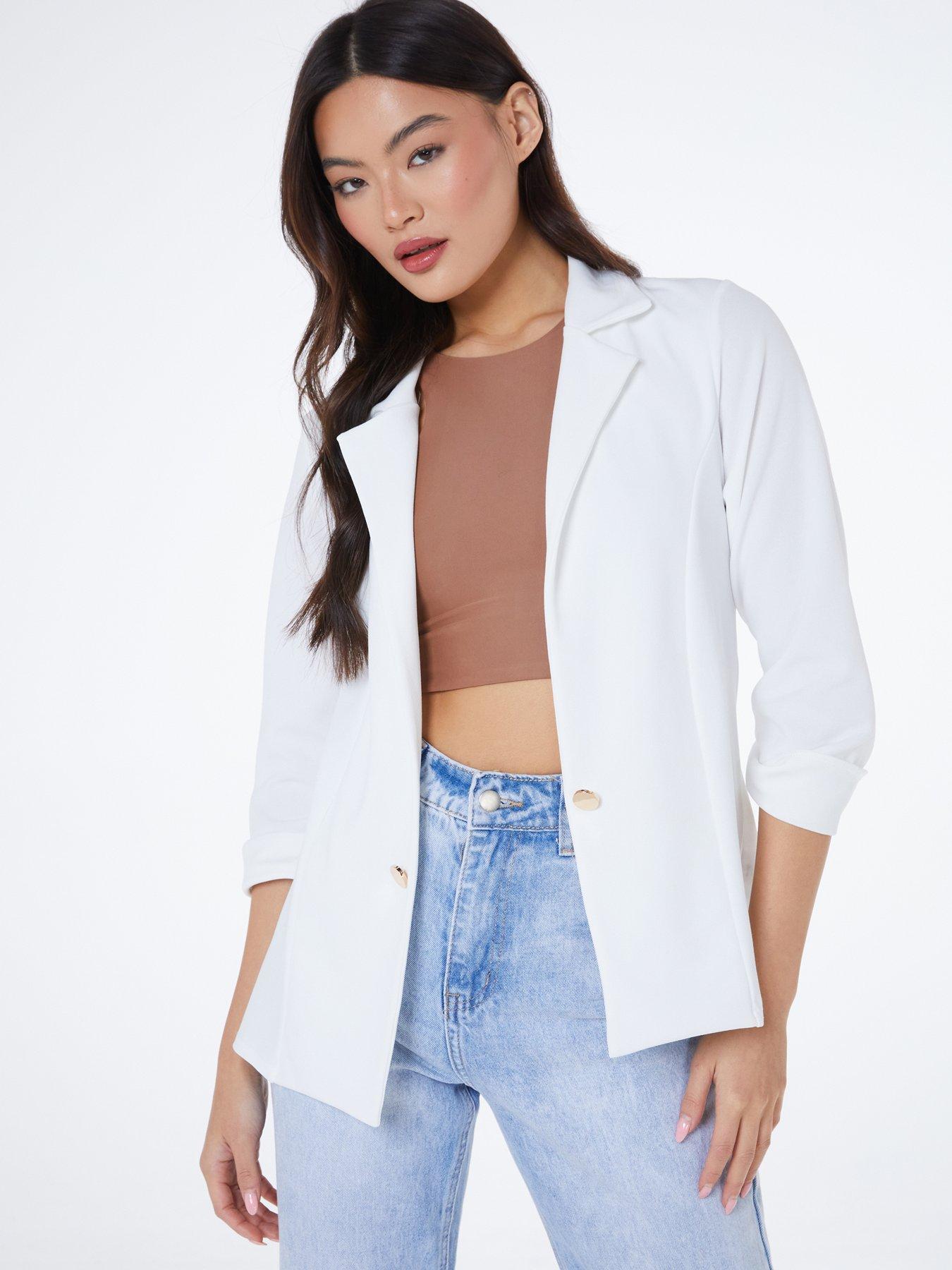  image of quiz-buttoned-blazer-white