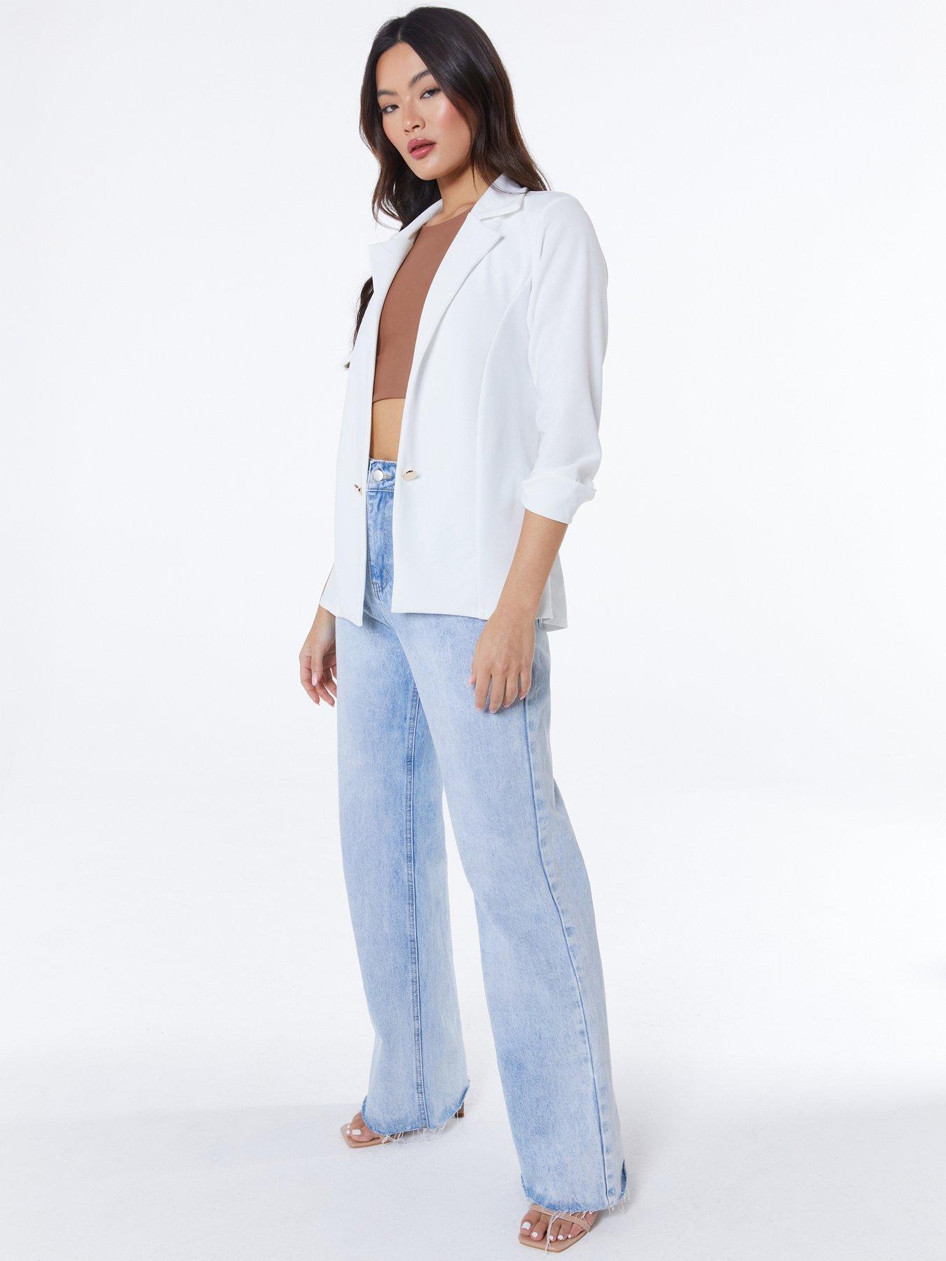  image of quiz-buttoned-blazer-white