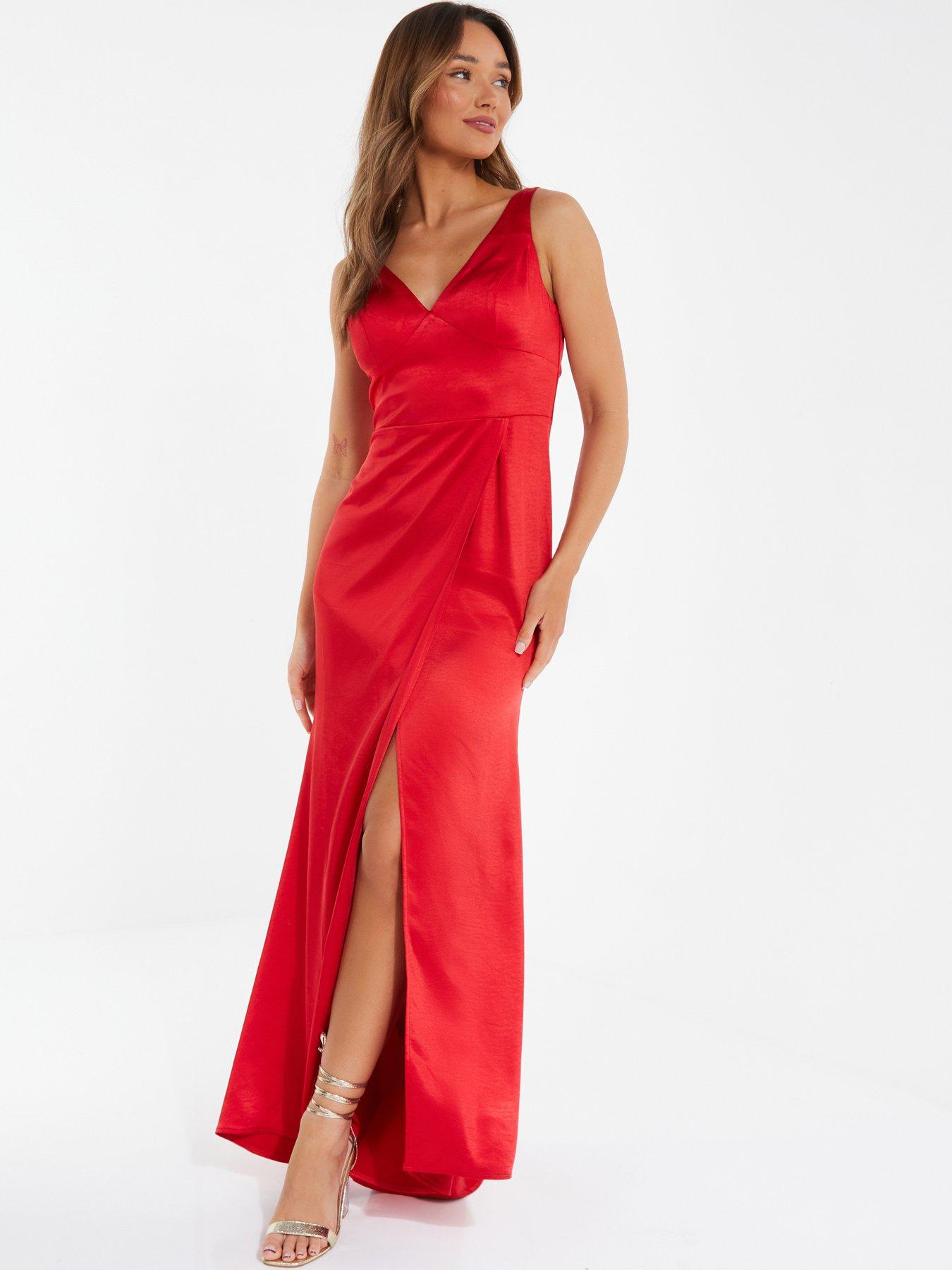 Quiz red evening dress hotsell