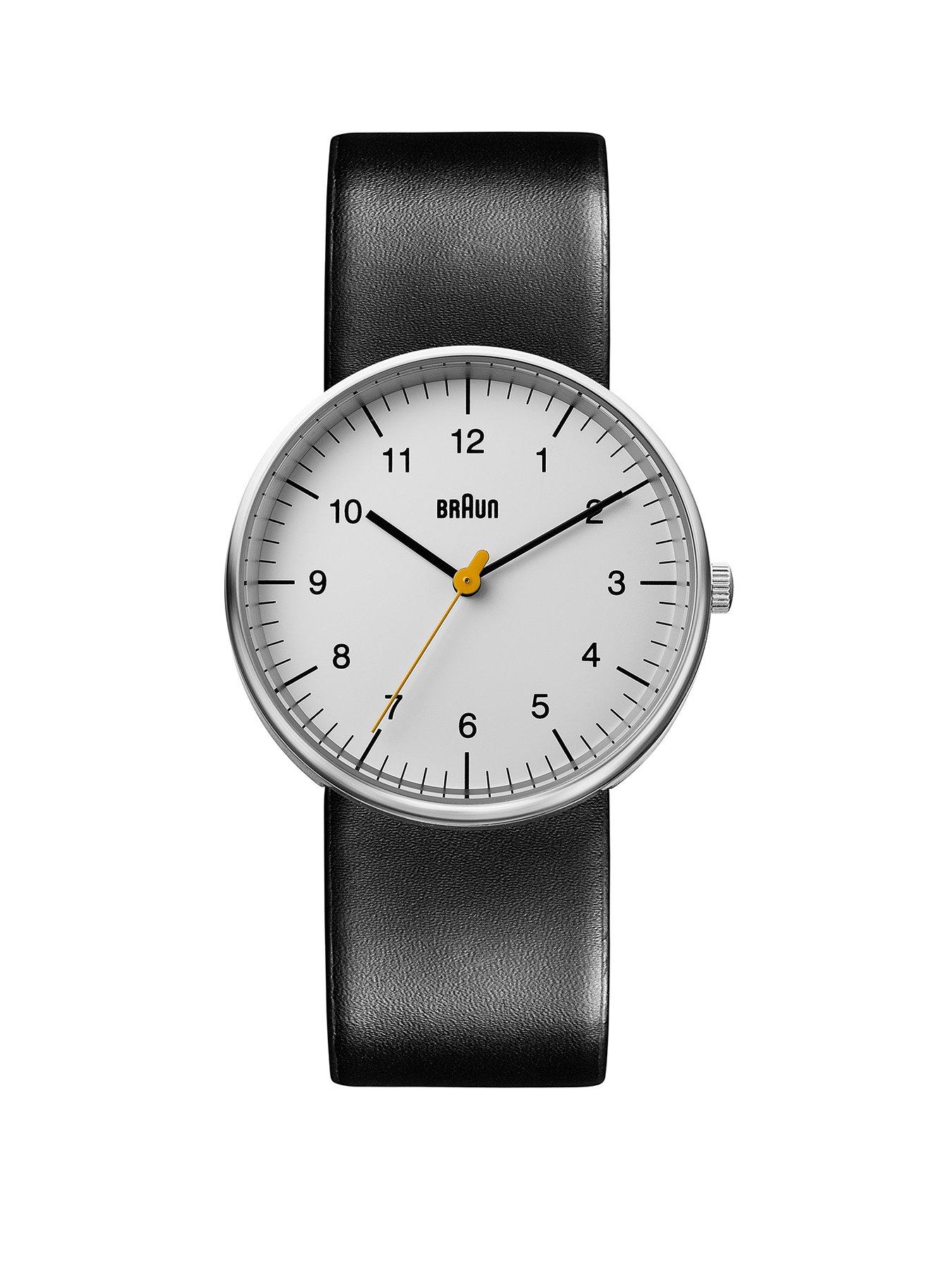 Braun BN0021Gents QA Stainless Steel Black Leather Strap Watch