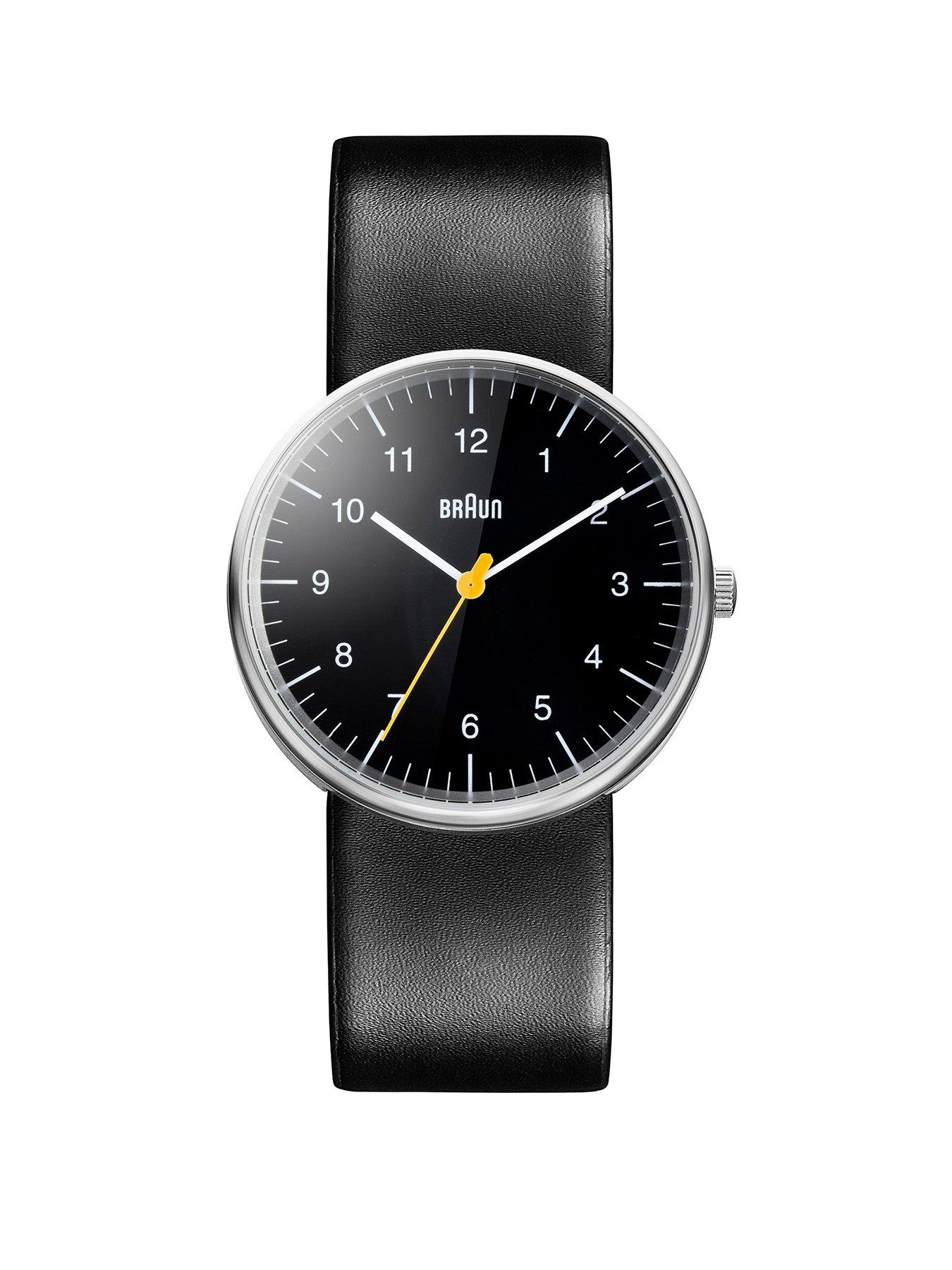 Braun Gents BN0021 QA Stainless Steel Case Black Dial Black Leather Strap Watch.