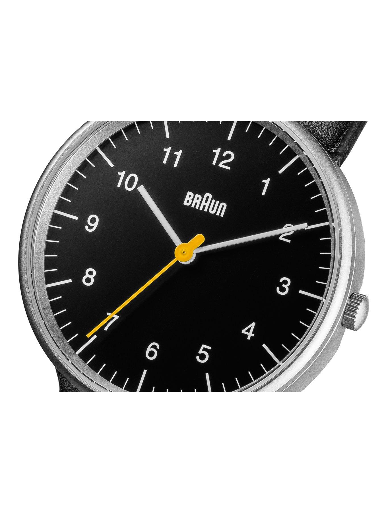 Braun Gents BN0021 QA Stainless Steel Case Black Dial Black Leather Strap Watch. littlewoods