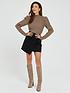 image of michelle-keegan-puff-sleeve-high-neck-jumper-taupe