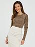  image of michelle-keegan-space-dye-high-neck-knitted-top-brown