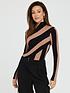  image of michelle-keegan-knitted-stripe-high-neck-top-blackneutral