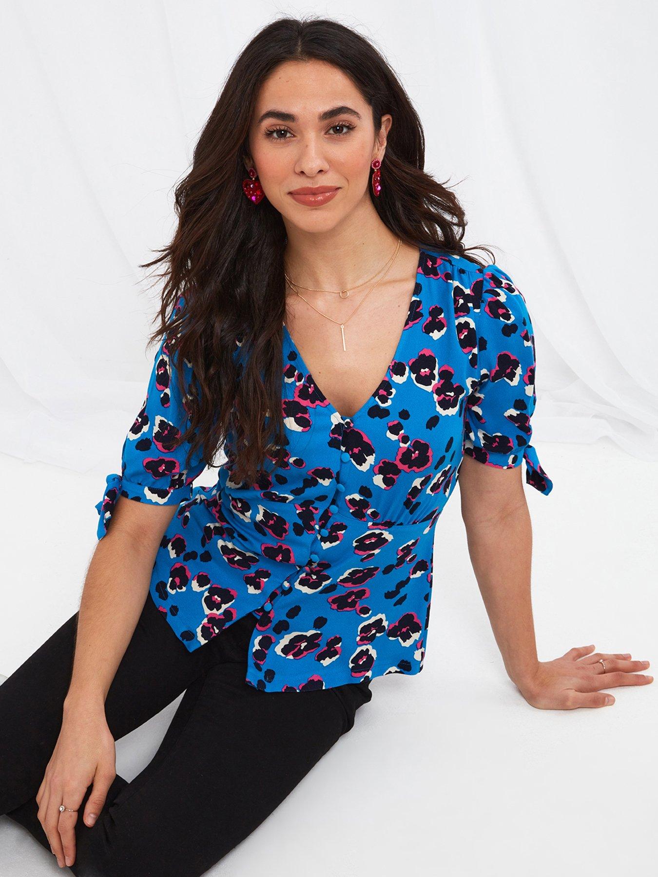 undefined Animal Button Detail Blouse - Blue